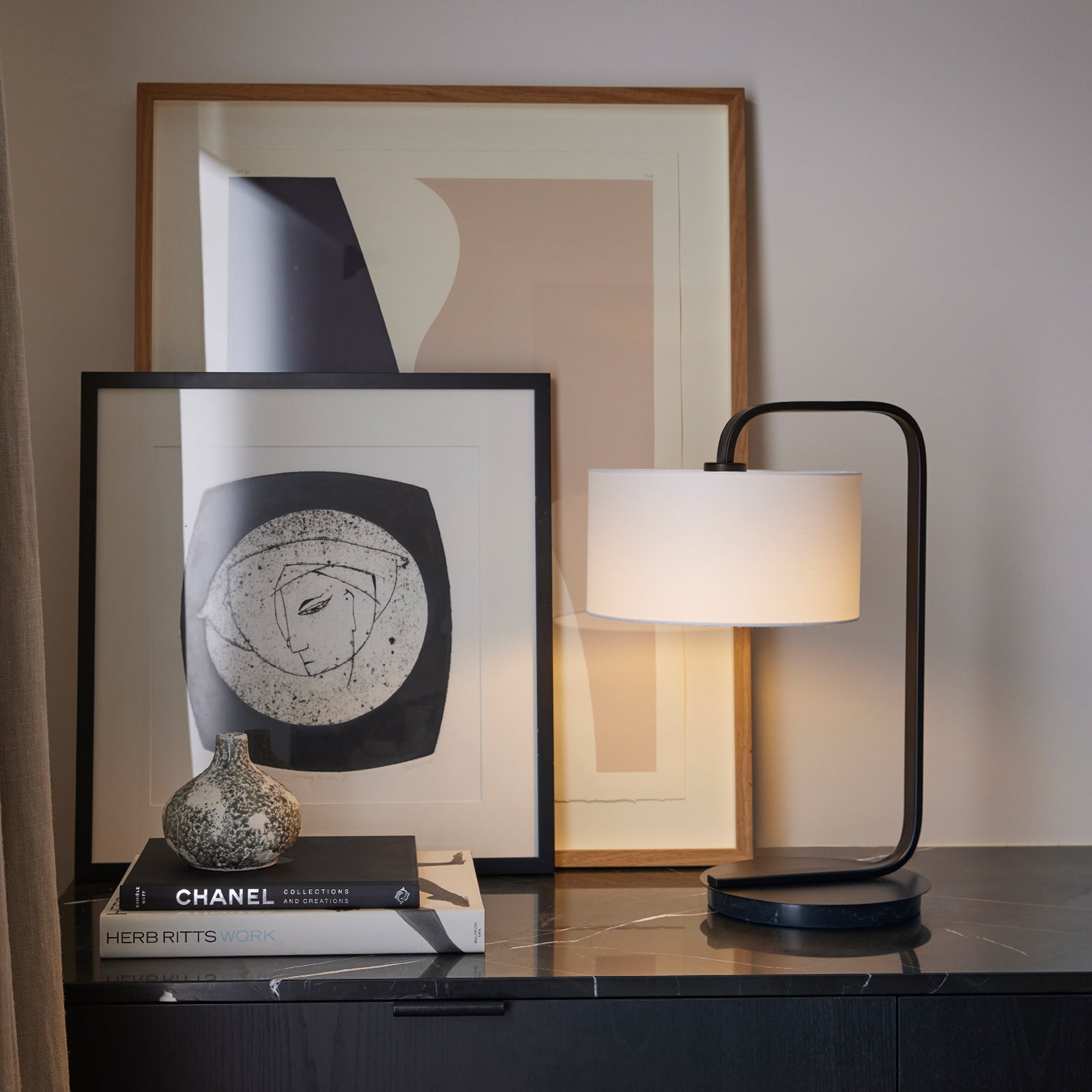 Cordell Table Lamp Black & White - 1214BLK