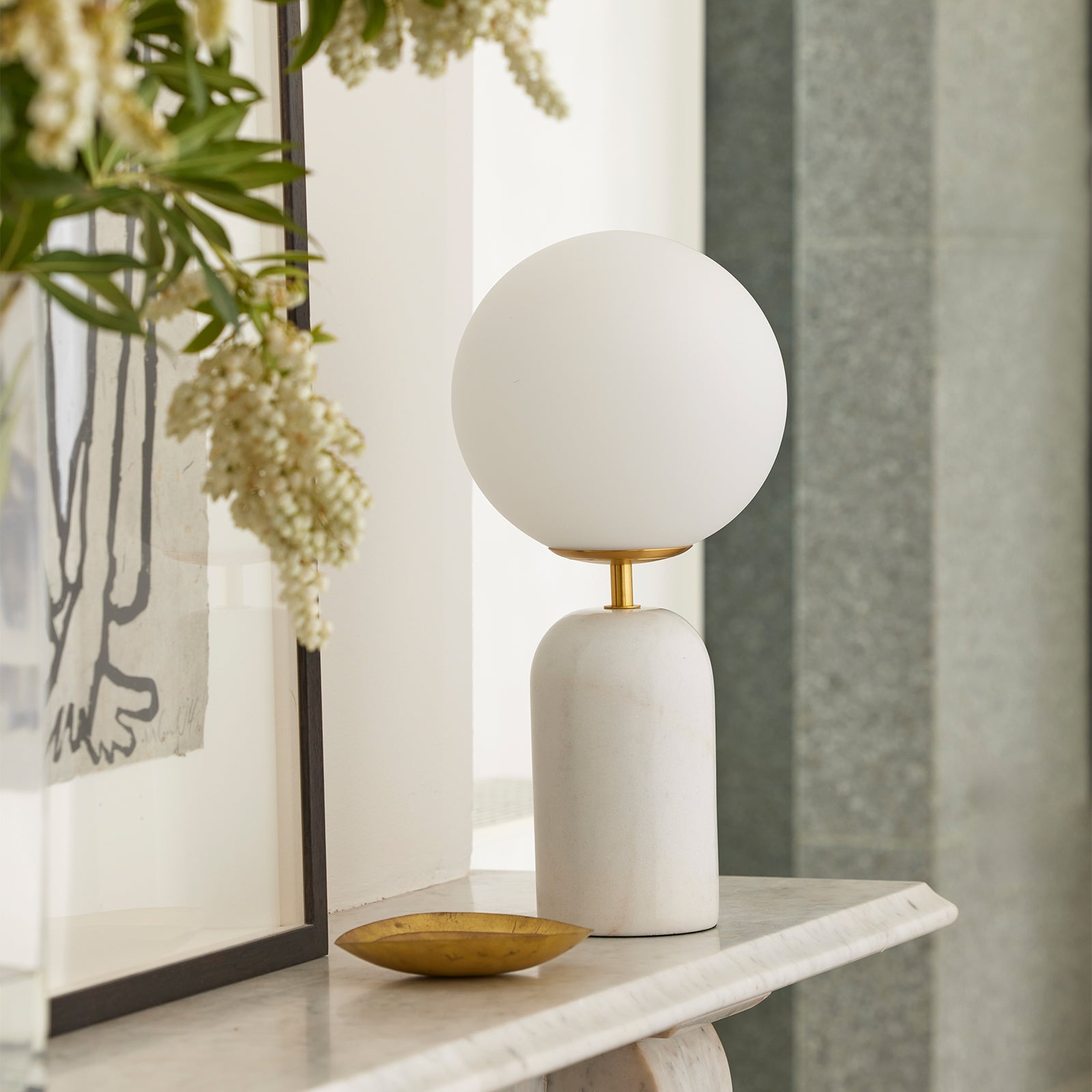Soren Desk Lamp White Marble - 1400WHT