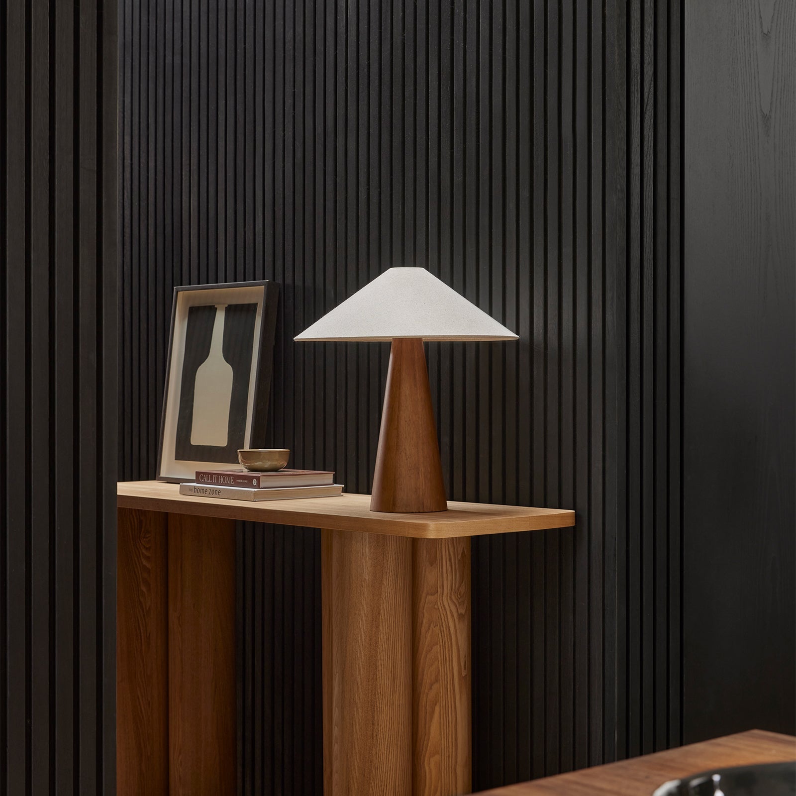 Pyra Table Lamp Walnut & Linen - 1612BRN