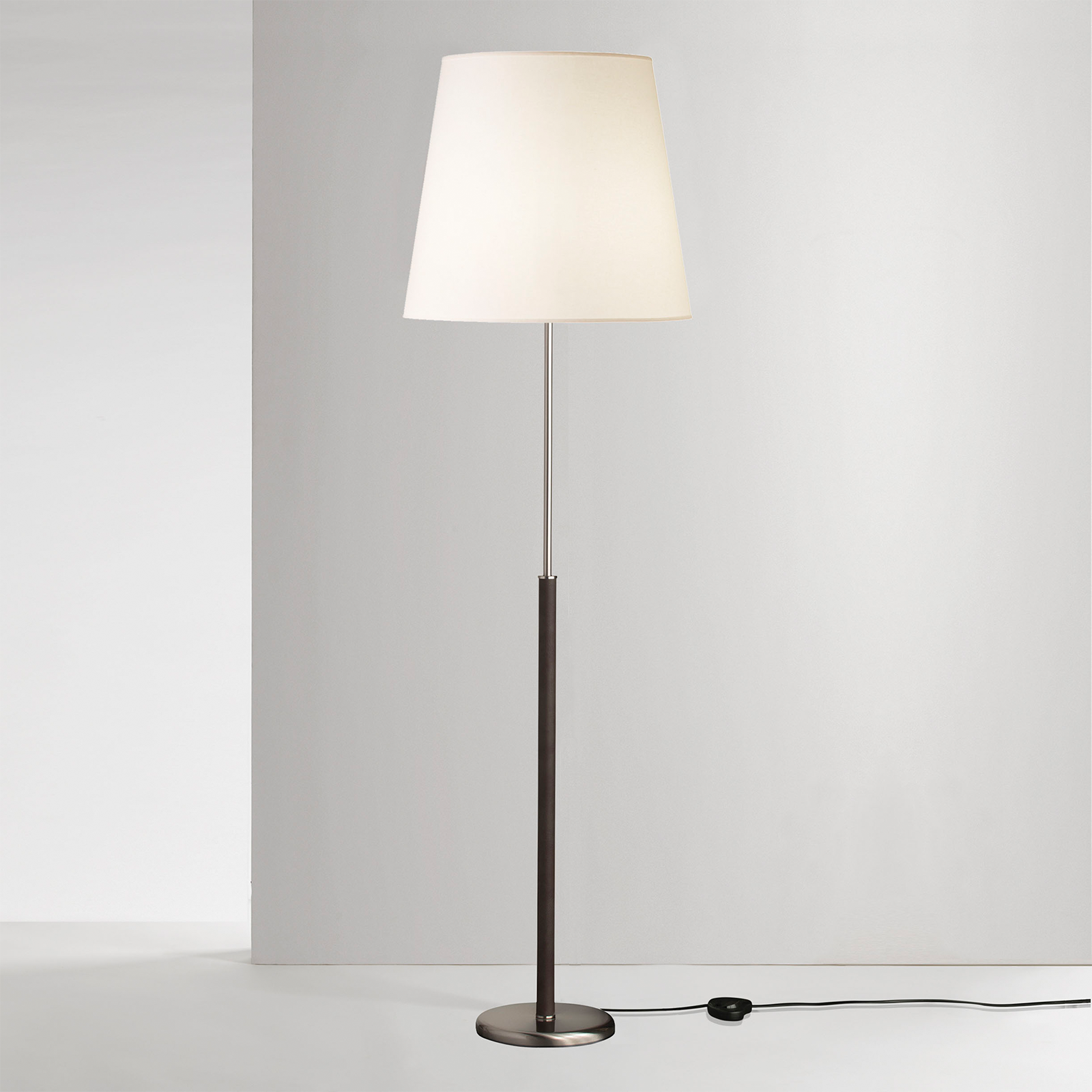 Hamilton Floor Lamp Satin Chrome & Brown - 0171FL