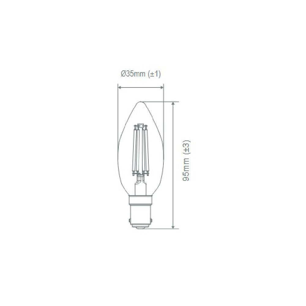 Buy LED Filament Globes Australia Candle LED Filament Globe SBC 240V 4.8W Frosted Glass 6500K - 65967