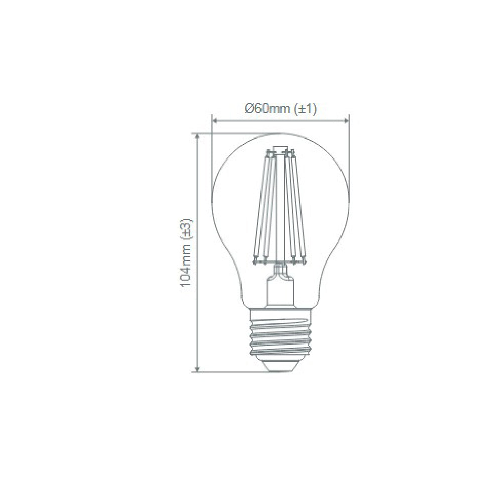 Buy LED Globes Australia A60 LED Filament Globe ES 240V 8.6W Frosted Glass 2700K - 65976