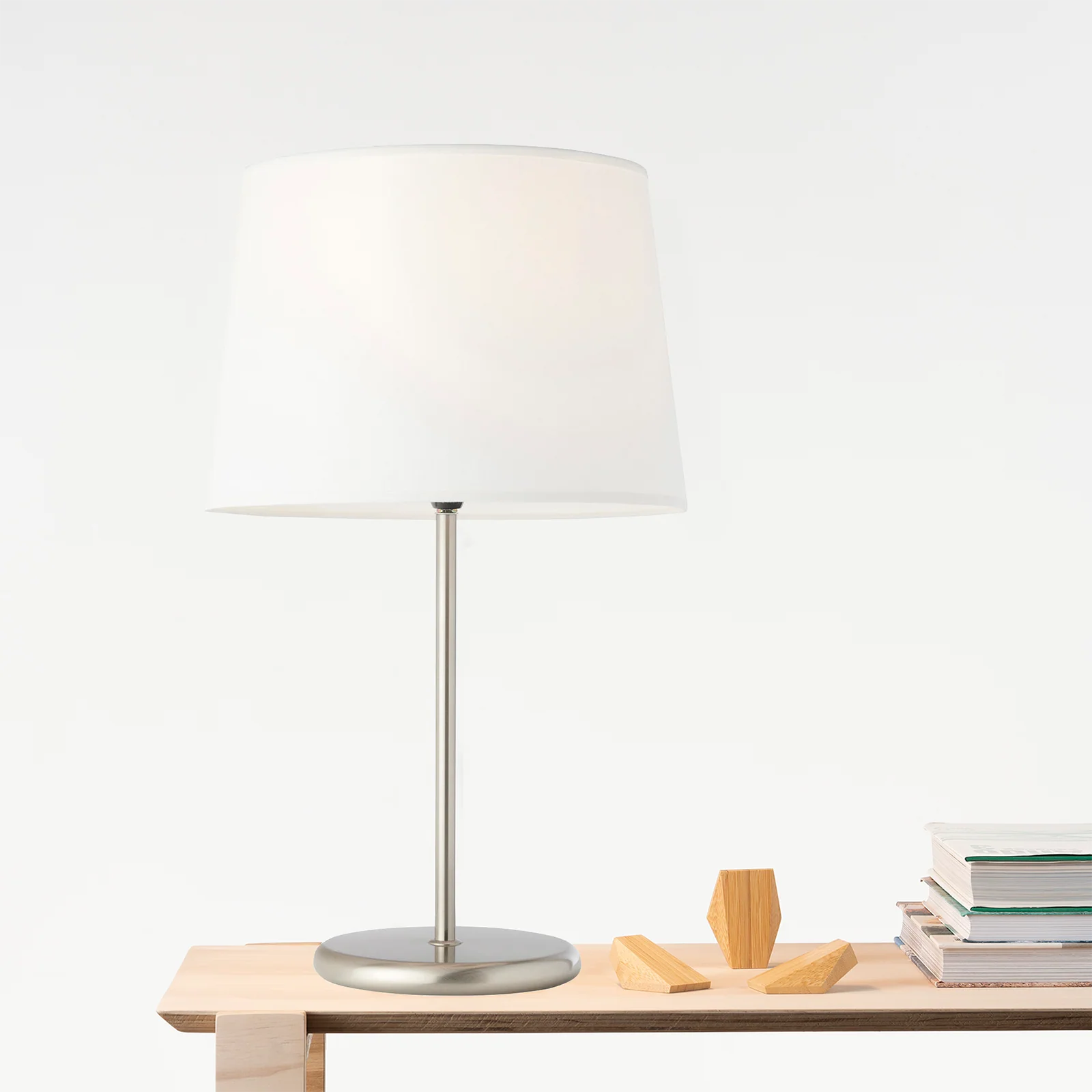 Holly Table Lamp Satin Chrome & White - 0231