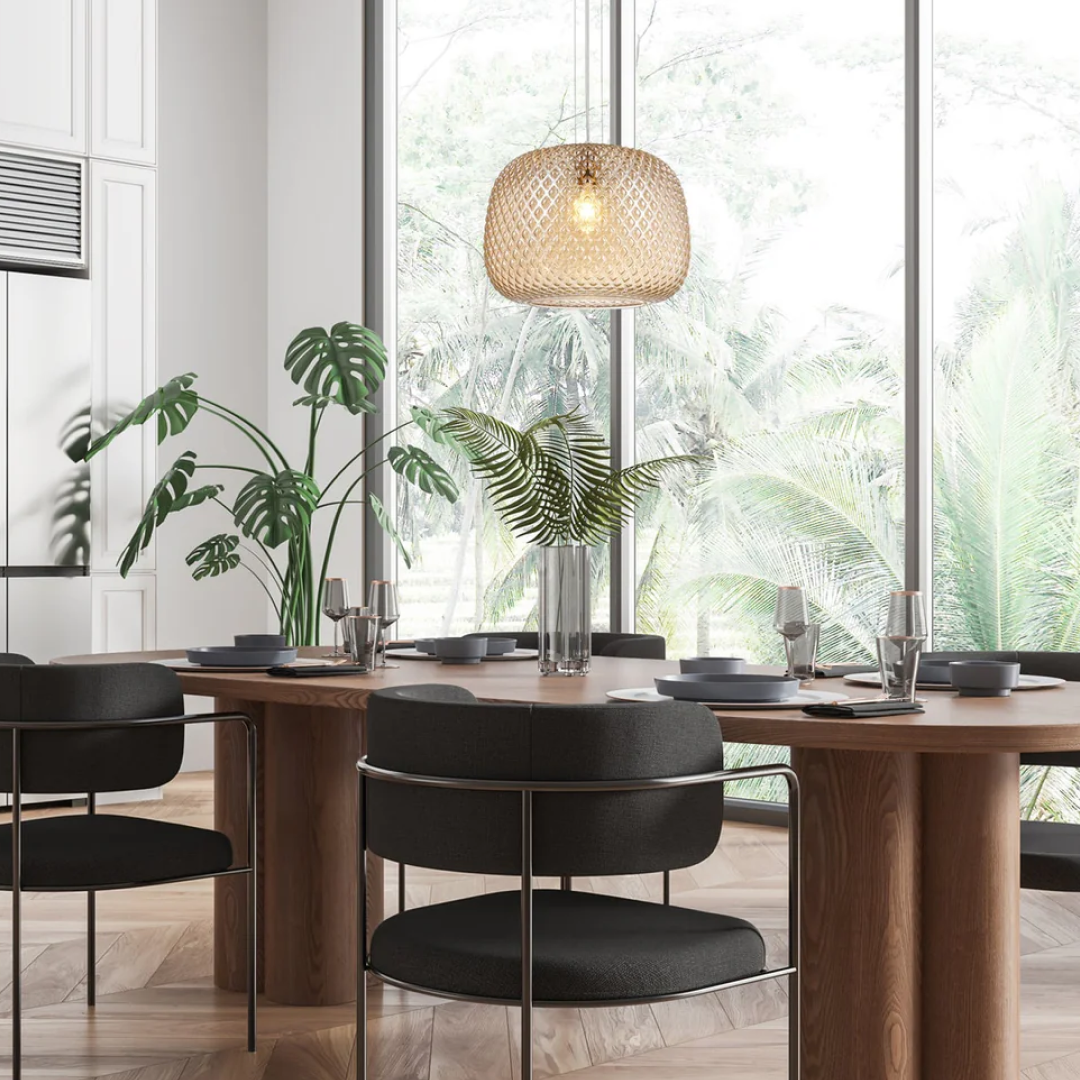 Labu Dome Glass with Segments Pendant Light Amber - LABU2
