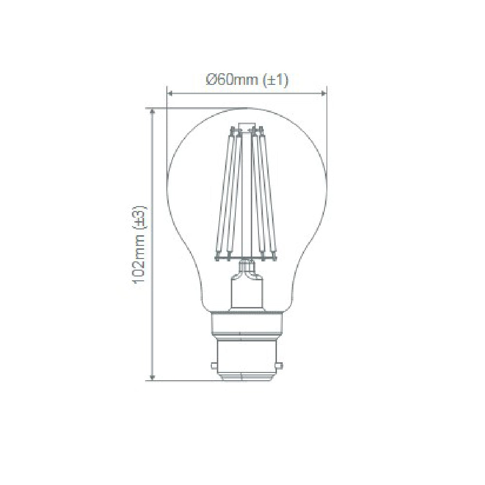 Buy LED Globes Australia A60 LED Filament Globe BC 240V 8.6W Frosted Glass 2700K - 65974