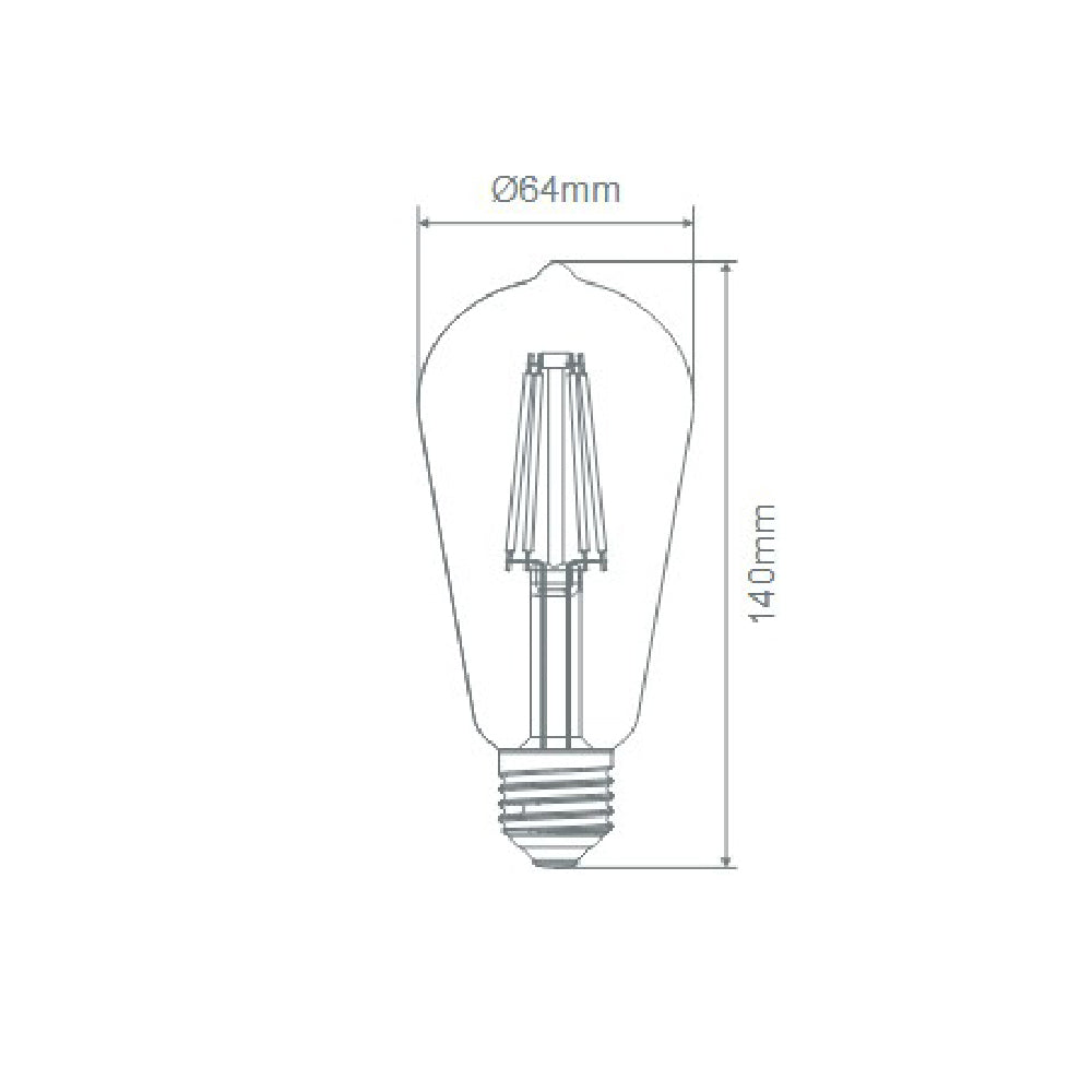 Buy LED Filament Globes Australia ST64 LED Filament Globe ES 240V 7.5W Clear Glass 2700K - 65936