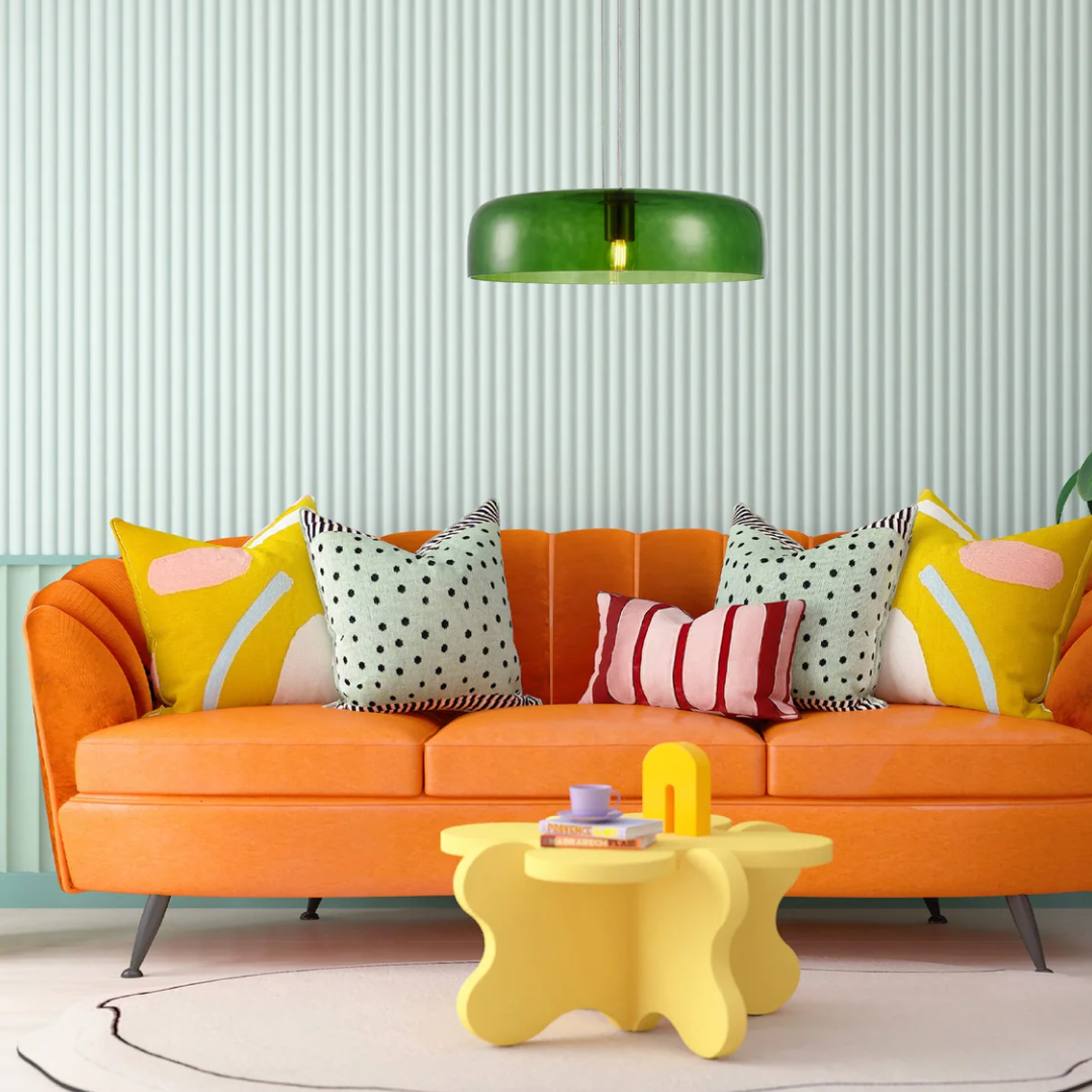 Gelatina Dome Glass With Brass Highlight Pendant Green - GELATINA3