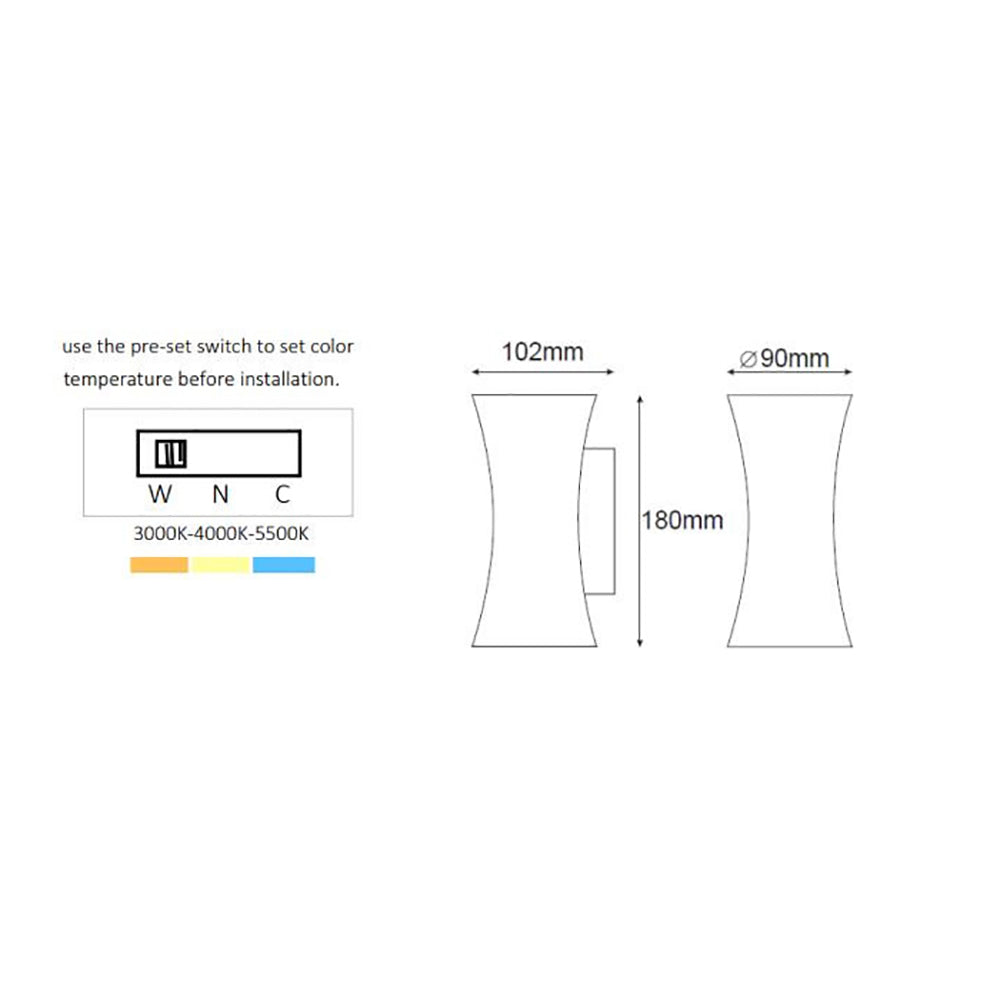 Buy Up / Down Wall Lights Australia Up / Down Wall Lights W90mm Black Aluminium TRI Colour - ST2929-BK