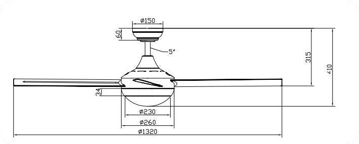 Finch DC Ceiling Fan 52" With LED Light 40W Tri Colour Matt White - FDC1352-LED-WH-4