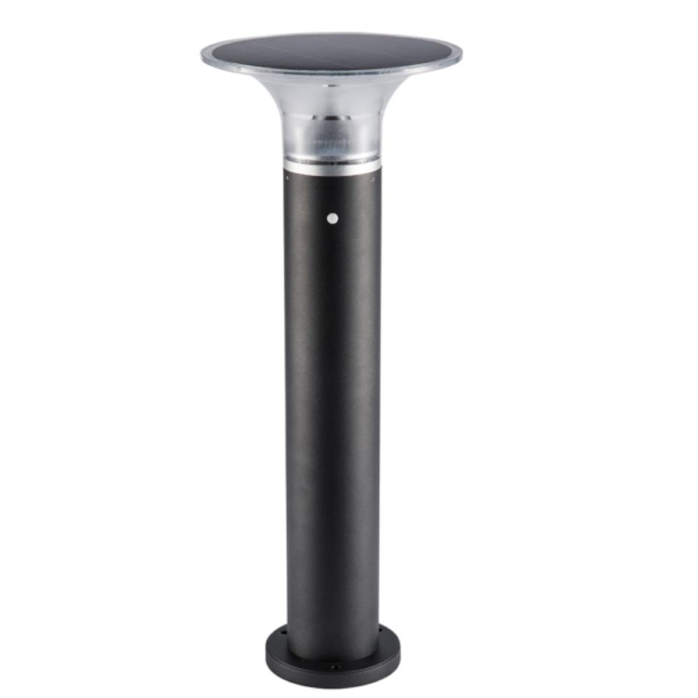 Solar LED Bollard Light H600mm Black Aluminium 2CCT - VBLBOS-014B-4-CCT