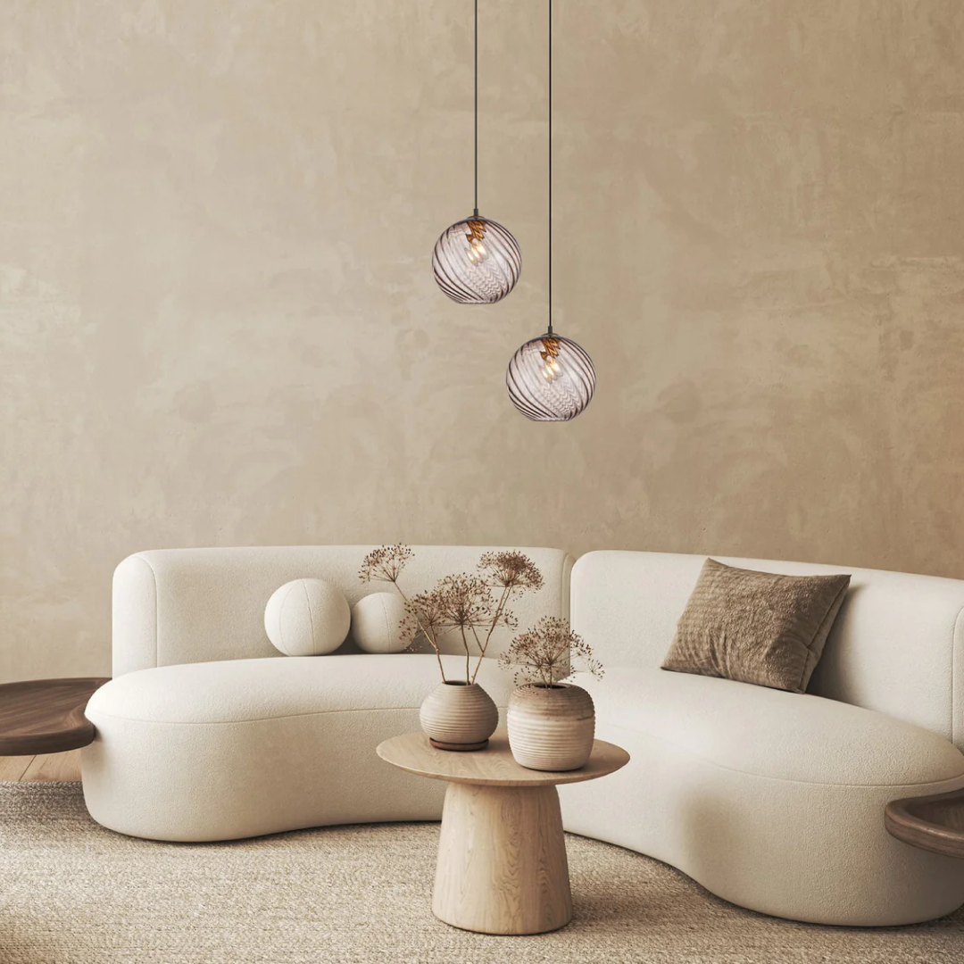 Espiral Wine Glass Shade Wavy Finish Round Pendant Coffee - ESPIRAL2
