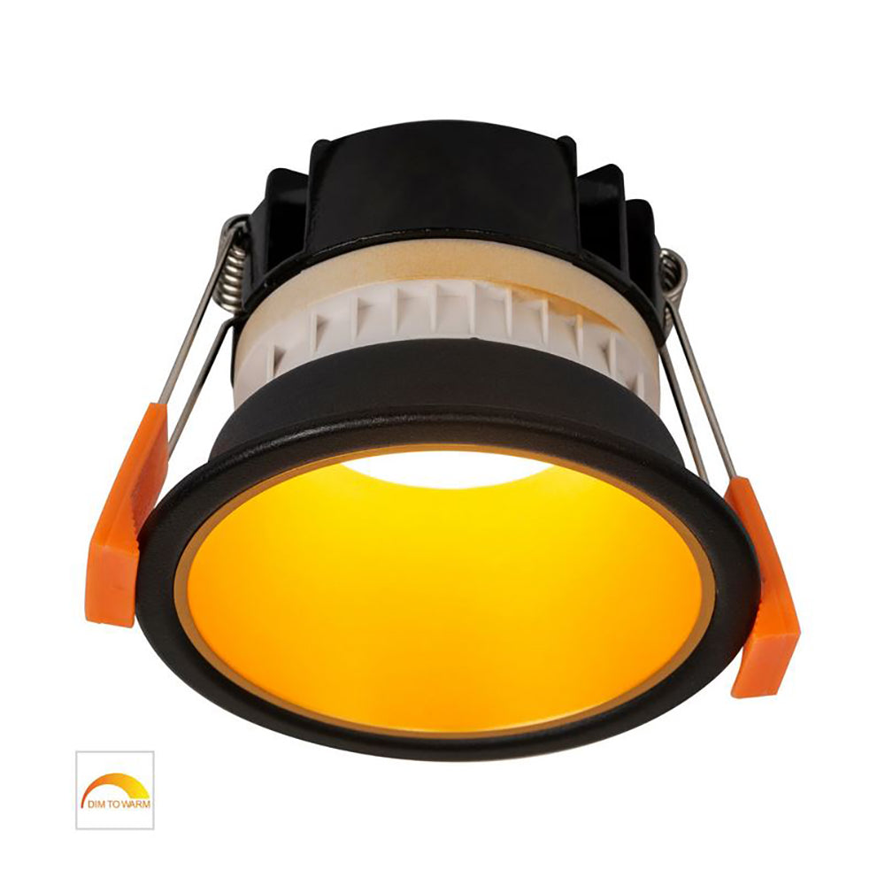 Buy Recessed LED Downlights Australia Round Recessed LED Downlight W82mm Black Aluminium Gold Insert 2 CCT - HV5529D2W-BG