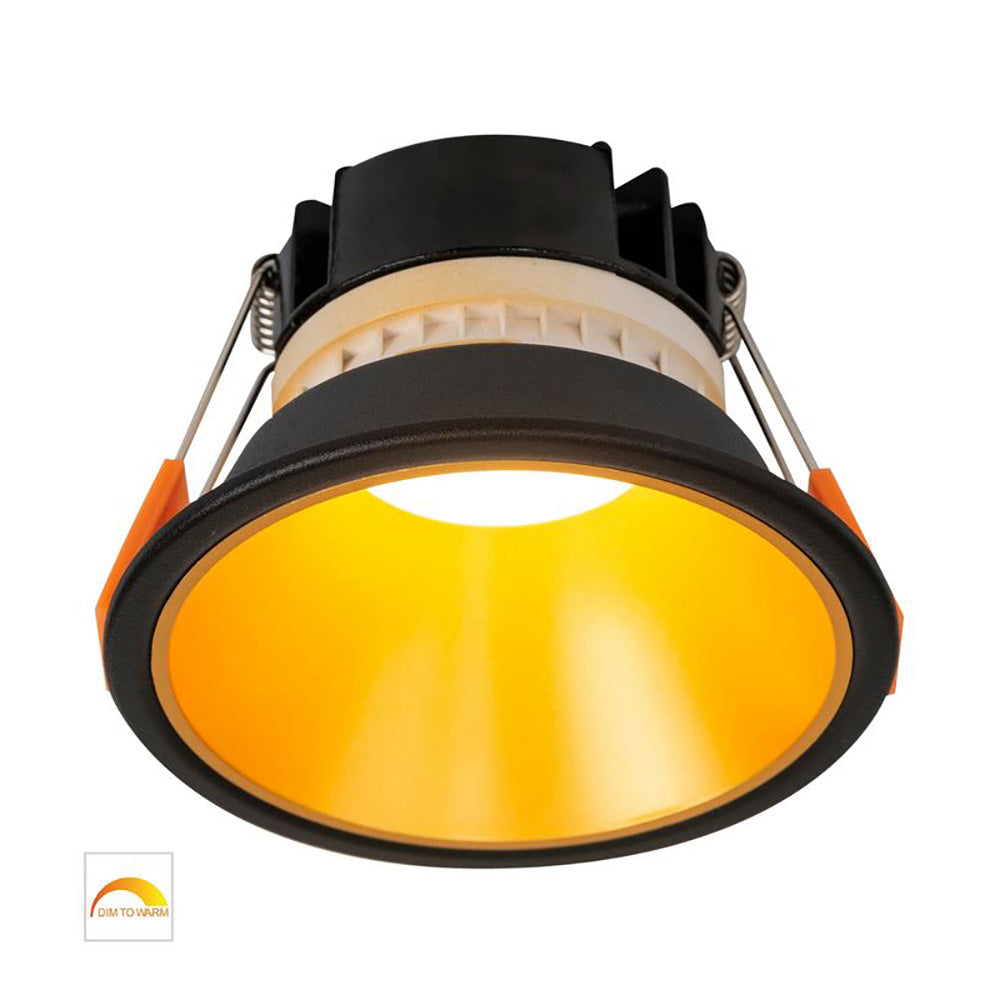 Buy Recessed LED Downlights Australia Round Recessed LED Downlight Black Aluminium Gold Insert 2 CCT - HV5528D2W-BG