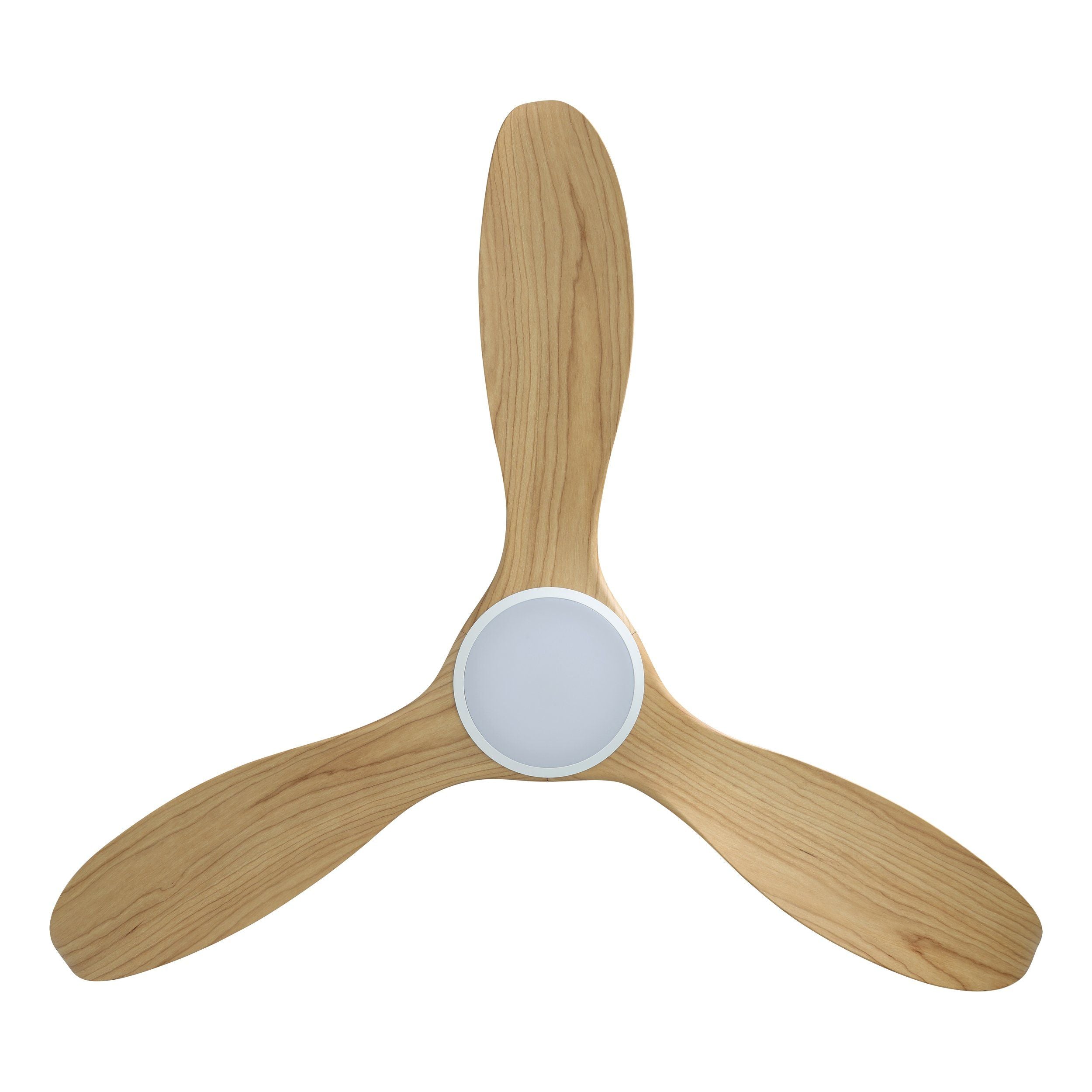 Noosa LED DC Ceiling Fan 60" White Matt 38W Tri Colour With Blackbutt Blade - 20685116