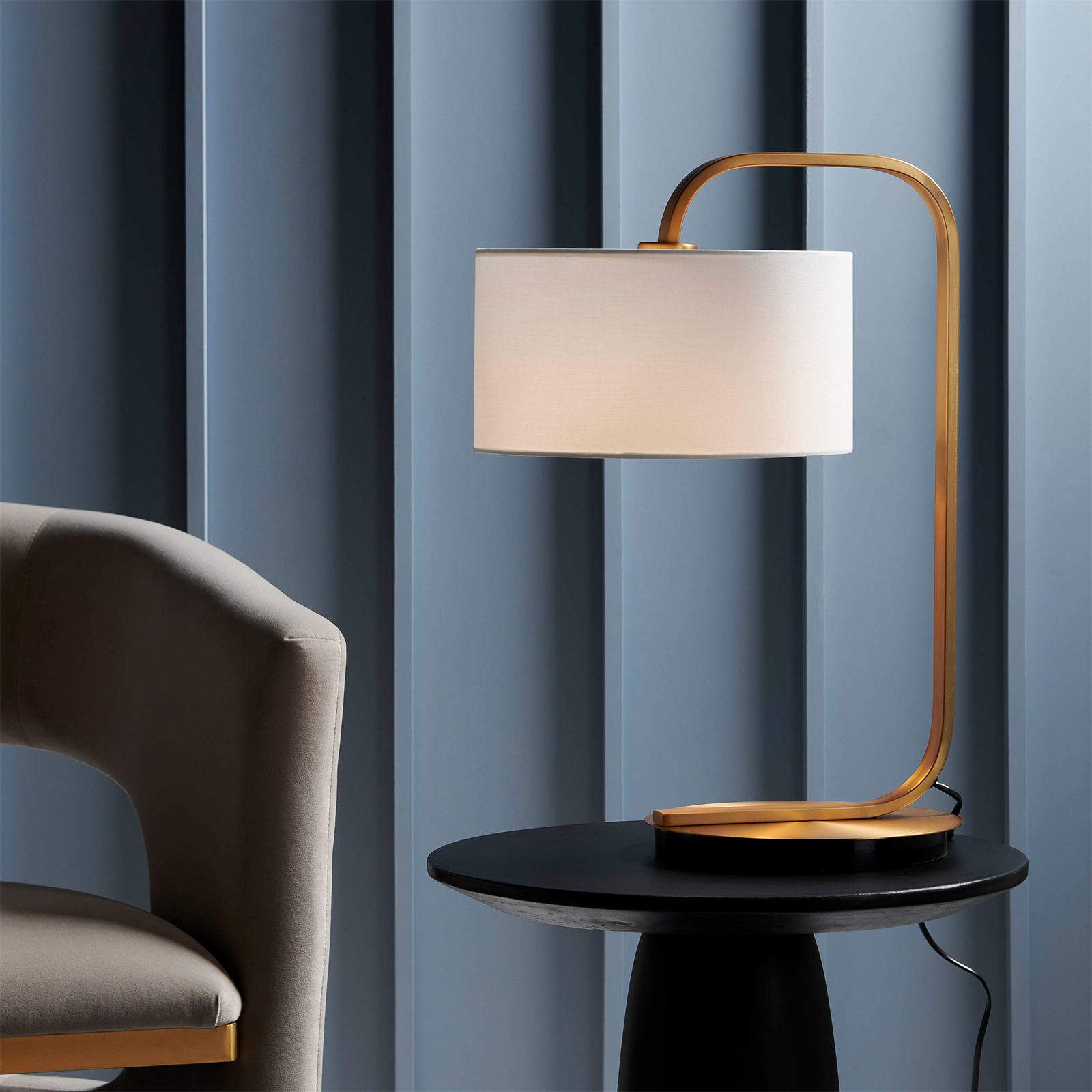 Cordell Table Lamp Satin Brass & White - 1214