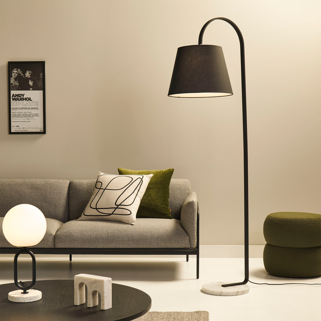 Silas Floor Lamp Satin Black & Black - 1326B