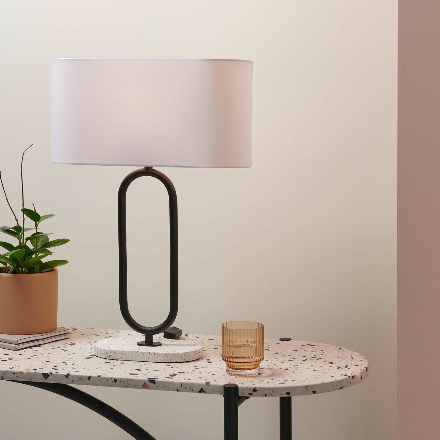 Soho Table Lamp Satin Black & White - 1366