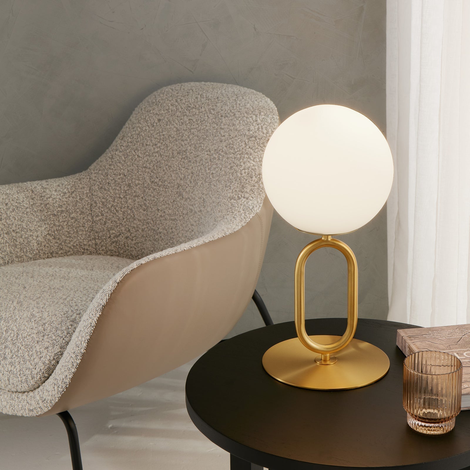 Margot Desk Lamp Satin Brass & White - 1397