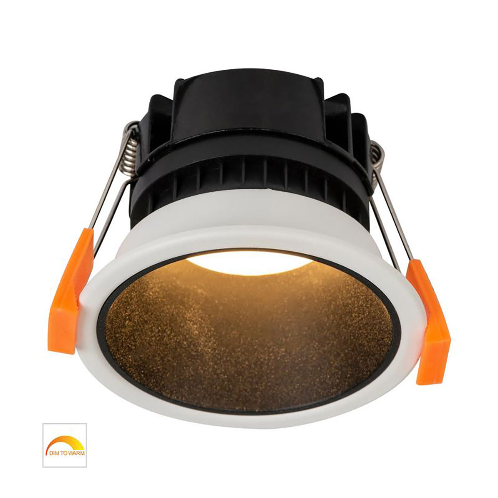 Buy Recessed LED Downlights Australia Round Recessed LED Downlight W82mm White Aluminium Black Insert 2 CCT - HV5529D2W-WB