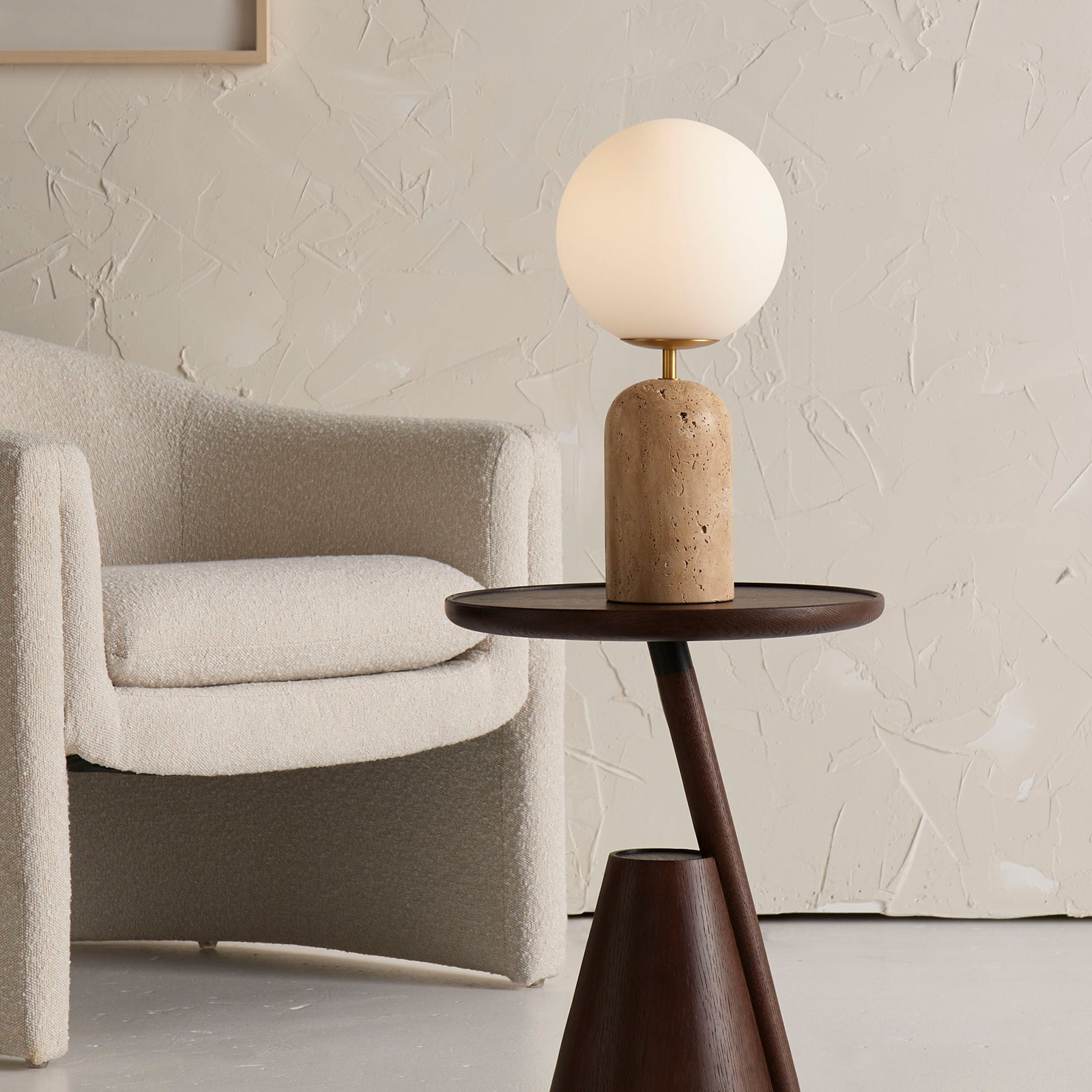 Soren Desk Lamp Brass & Travertine - 1400