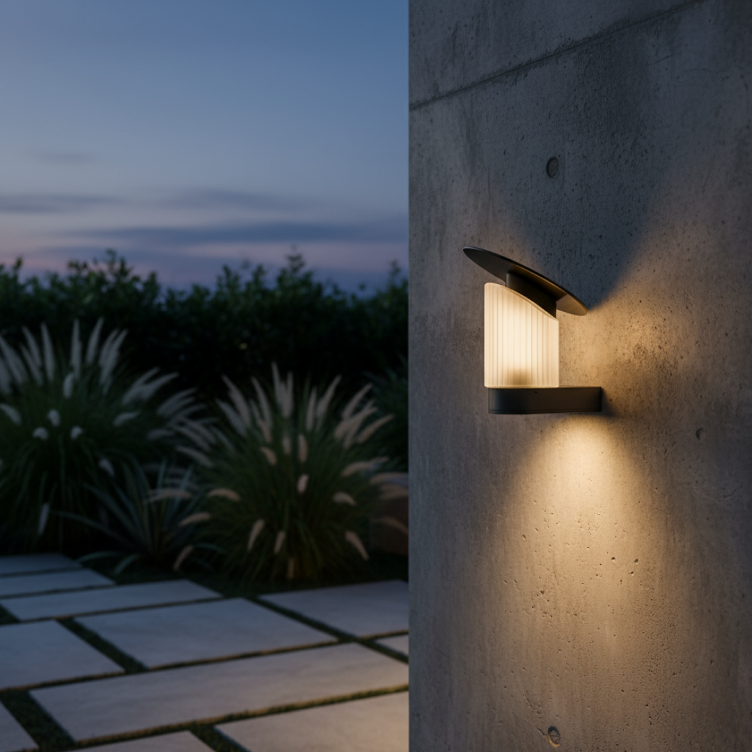 Exterior Wall Light Black Glass / Resin - F3398-BL
