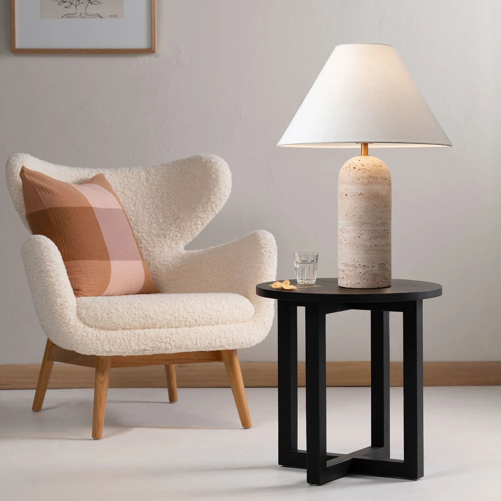 Soren Table Lamp Brass & Travertine - 1444