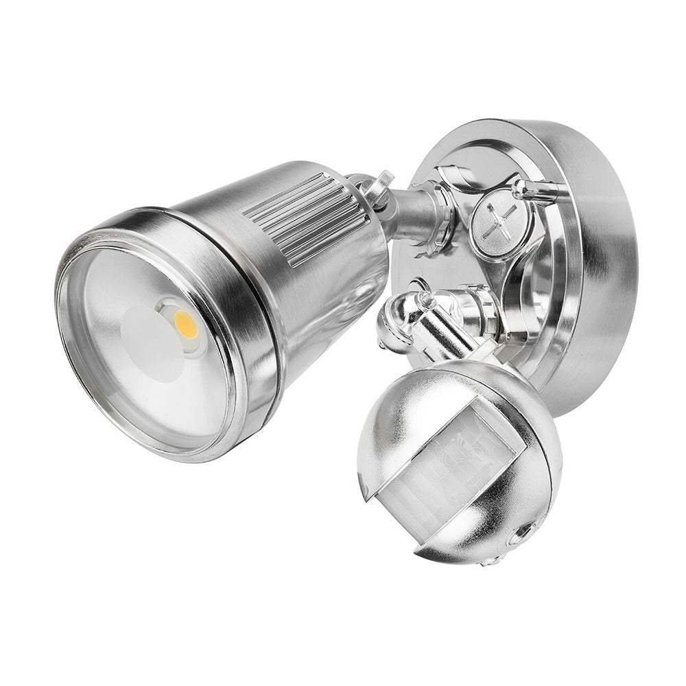Buy Security Wall Lights Australia Hunter-III 1 Light LED Floodlight With Sensor Satin Nickel - 19975/13