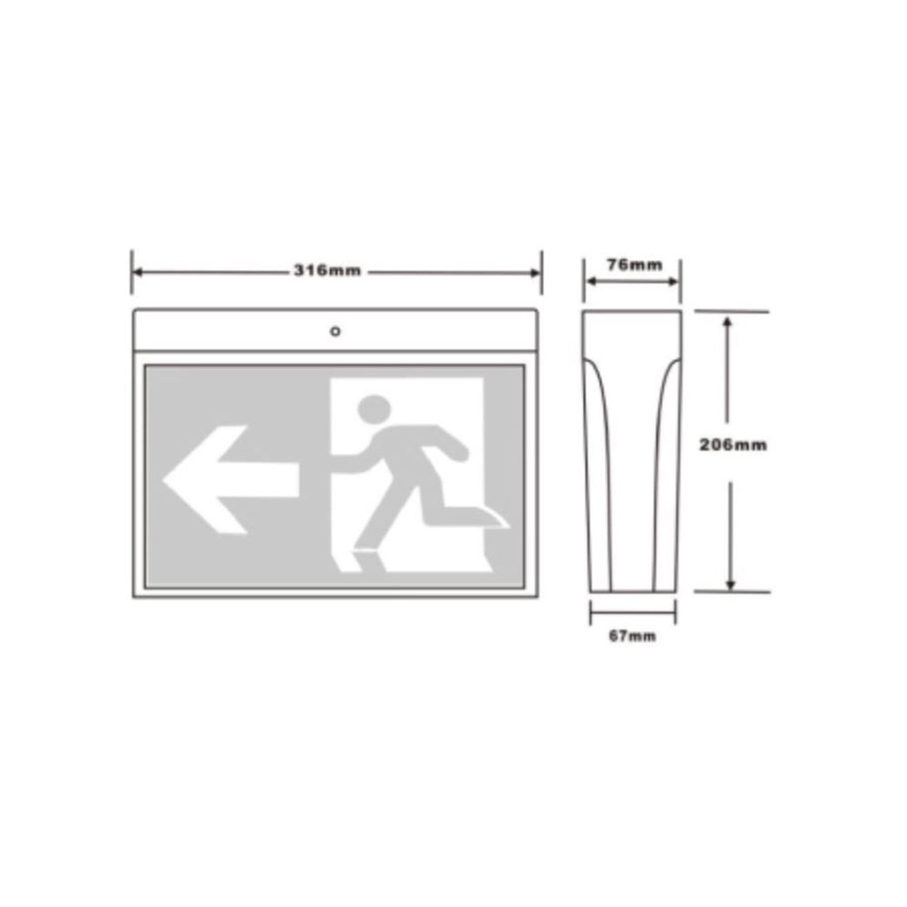 Buy Emergency LED Exit Signs Australia Surface Emergency LED Exit Sign Light W316mm 1W White - SP-2001 WH