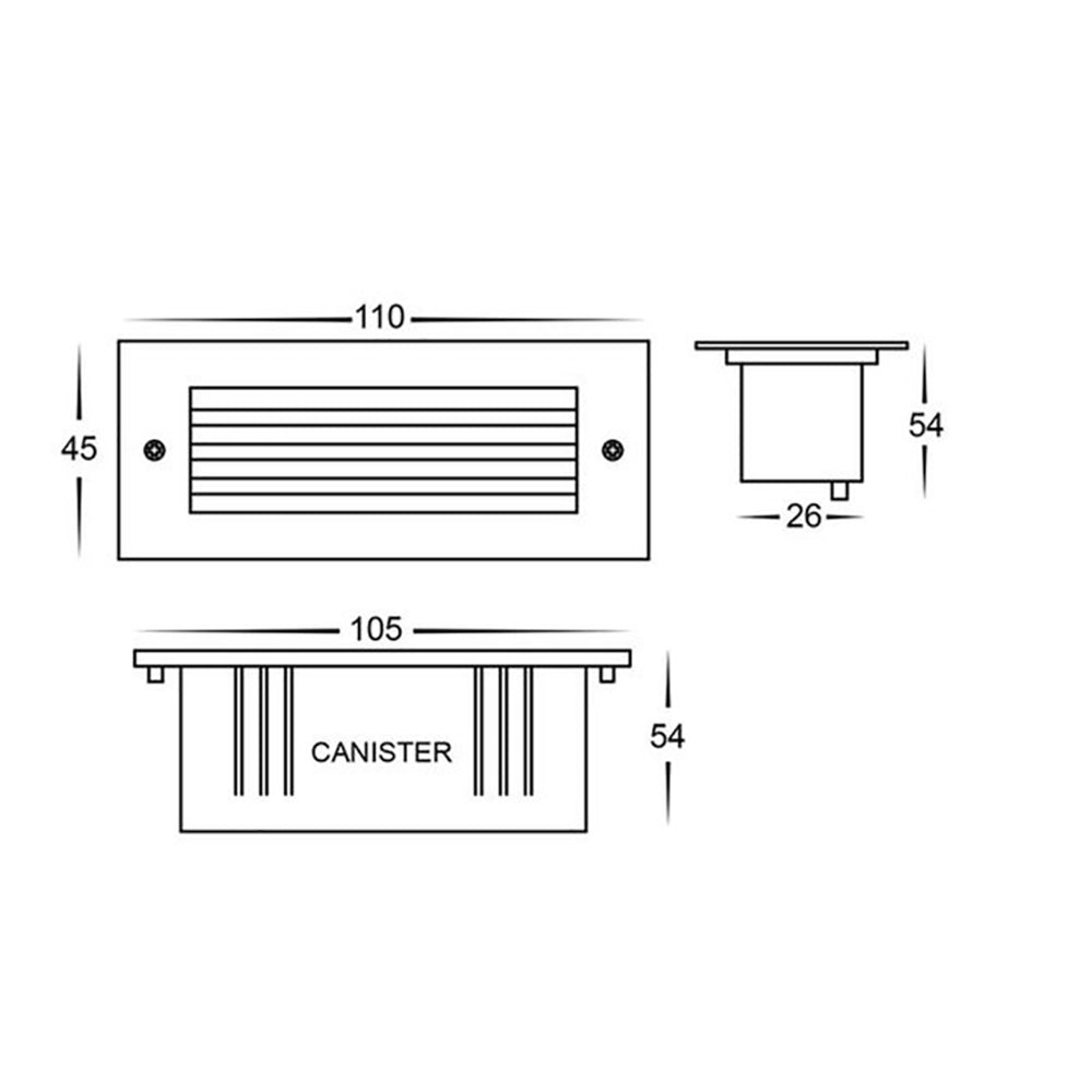 Buy Brick Lights Australia Bata Brick Light With Grill 12V 3W White Stainless Steel 3CCT - HV3008T-WHT-12V