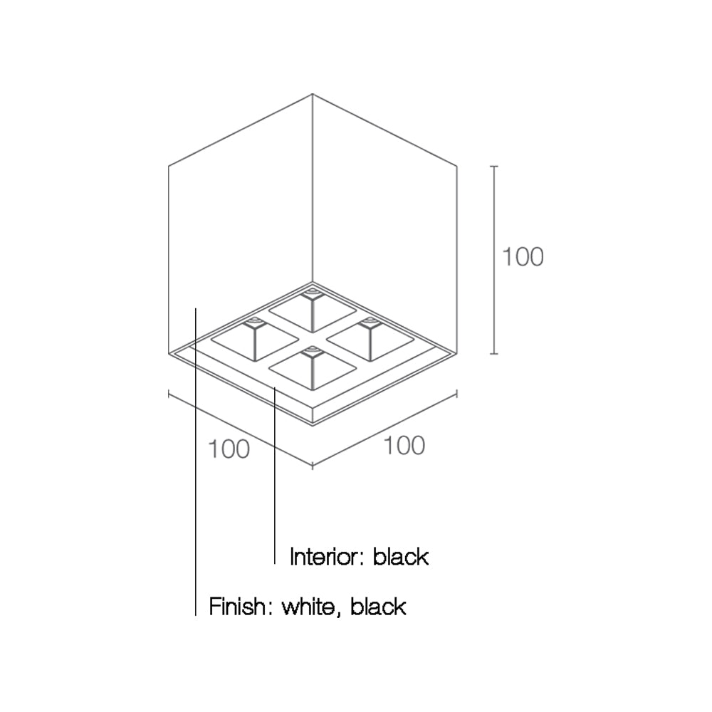 Buy Surface Mounted Downlights Australia Bitpop C 2.2 Square Surface Mounted Down 4 lights 0/1-10V Aluminum - BC2210