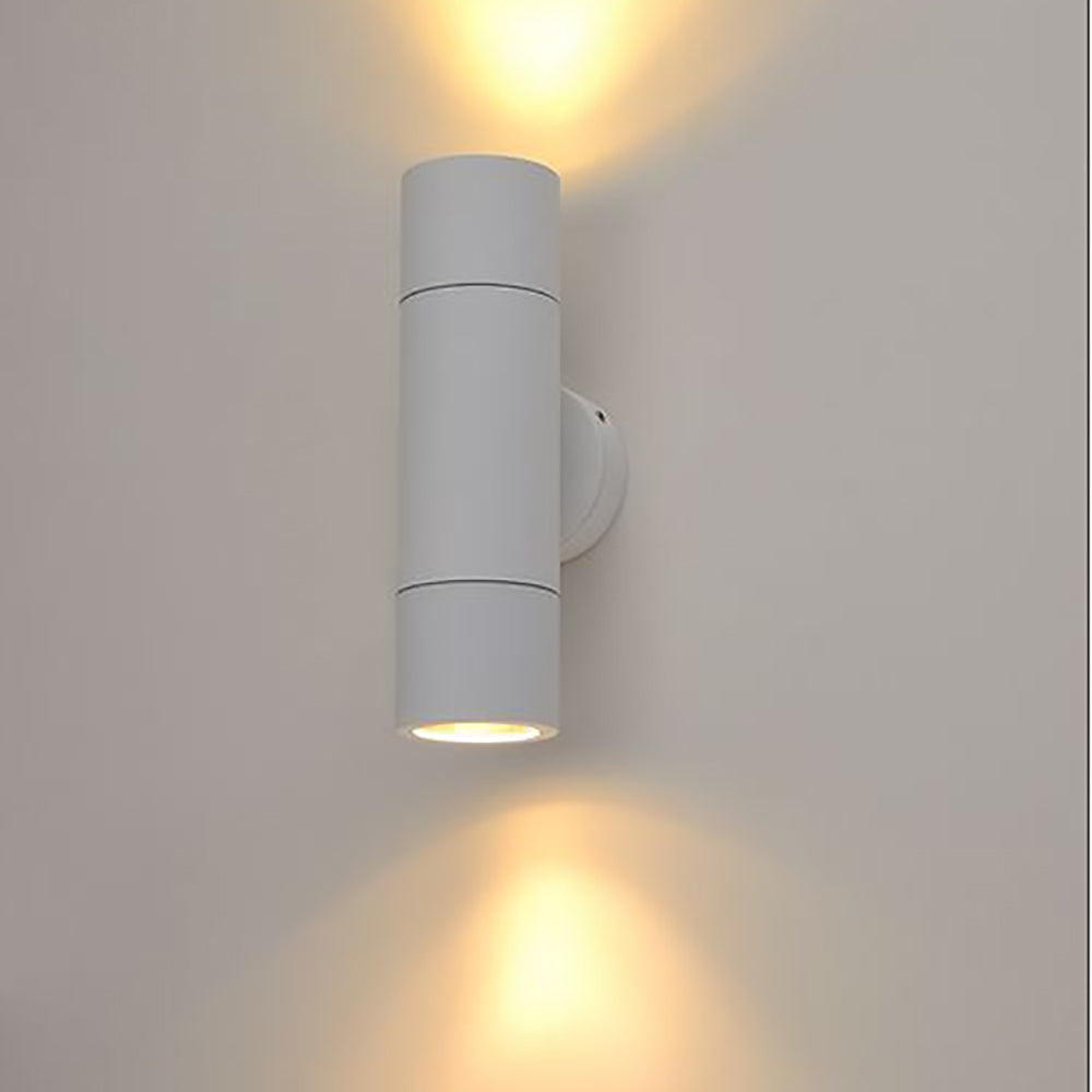 Buy Up / Down Wall Lights Australia Round Exterior Up/Down Wall Pillar 2 Lights White Aluminium - 2122W