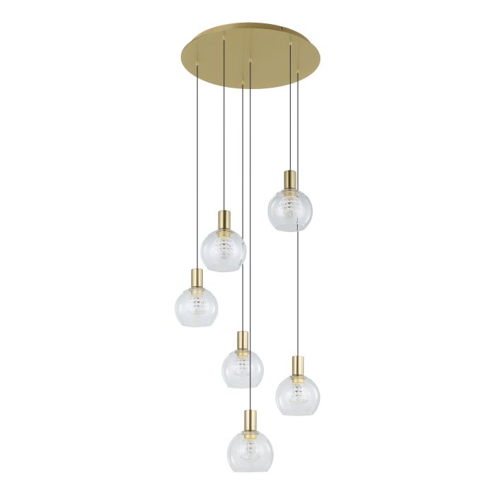 Terque LED Crystal Pendant Light 5.4W 3000K Brushed Brass & Clear - 206679