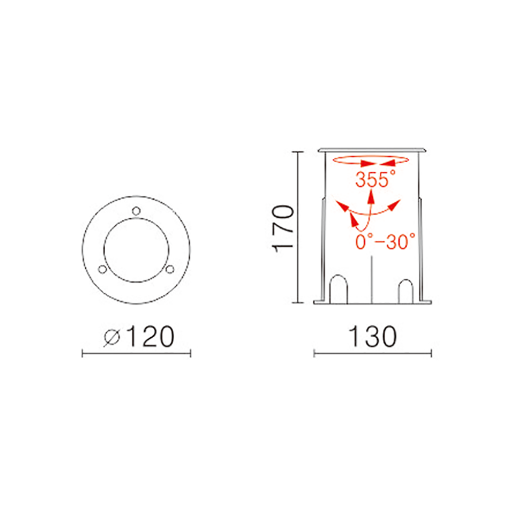 Buy Inground Lights Australia Inground Light Weatherproof 24V 6W 316 Stainless Steel 3000K - VBLUP-214-24V-3K