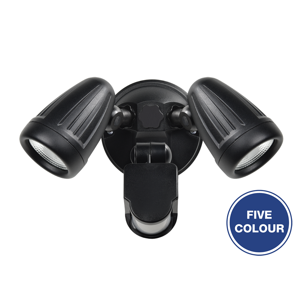 Buy Security Wall Lights Australia Seculite V Security Wall 2Lights 20W Black Aluminium 5CCT - 201001S