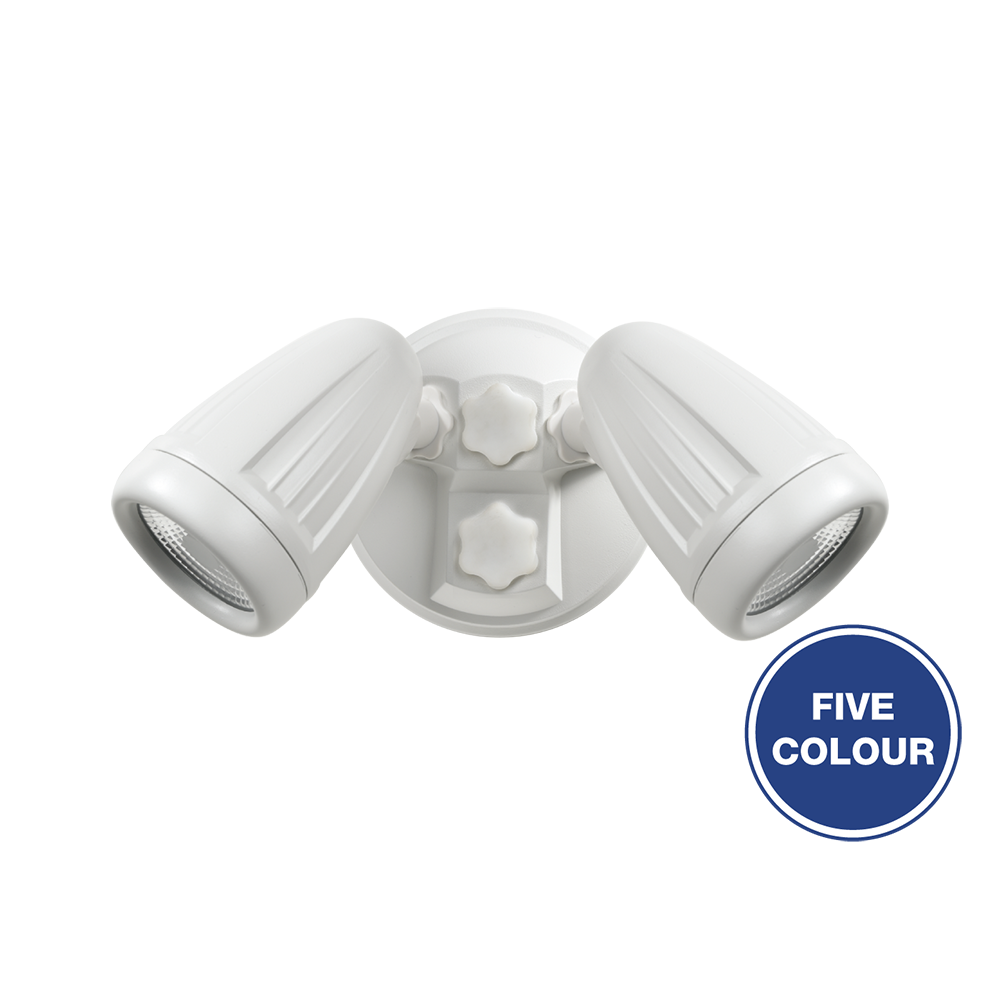Buy Exterior Spotlights Australia Seculite V Exterior Spotlight 2Lights 20W White Aluminium 5CCT - 201003