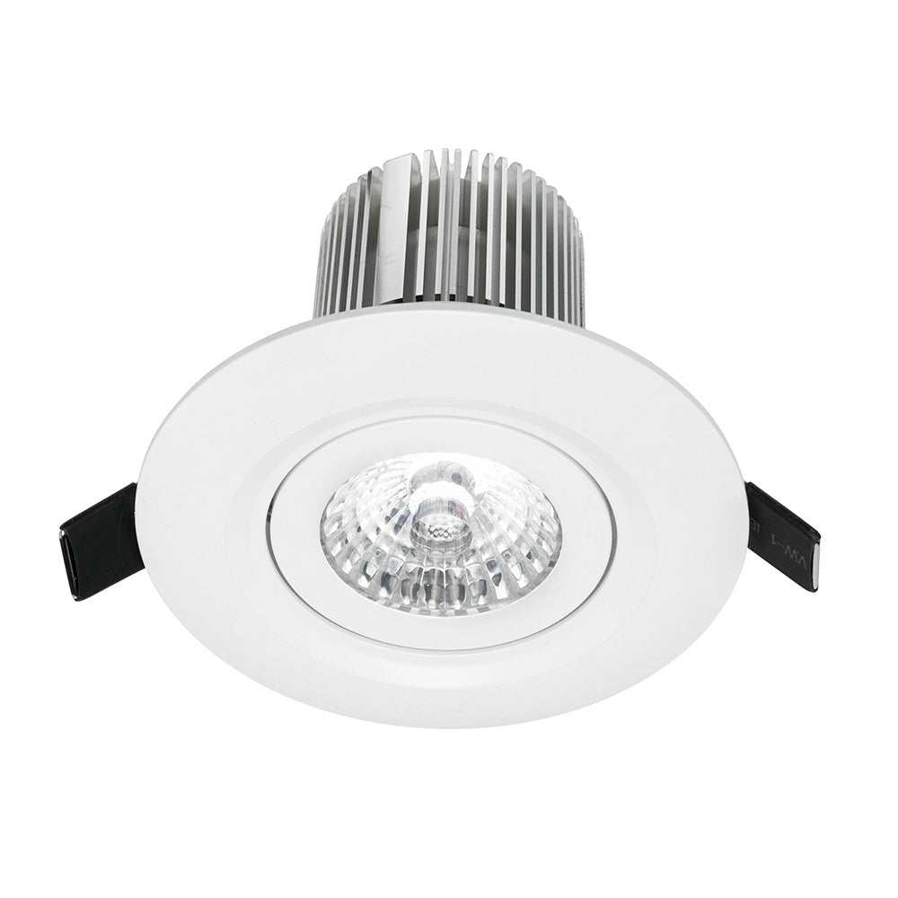 Luxor CCT LED Round Gimbal Downlight 10W Tri-Colour White - 20203/05