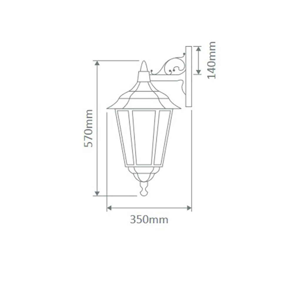 Buy Outdoor Wall Lanterns Australia Chester Outdoor Wall Lantern Down Bracket H575mm Green Aluminium - 15071