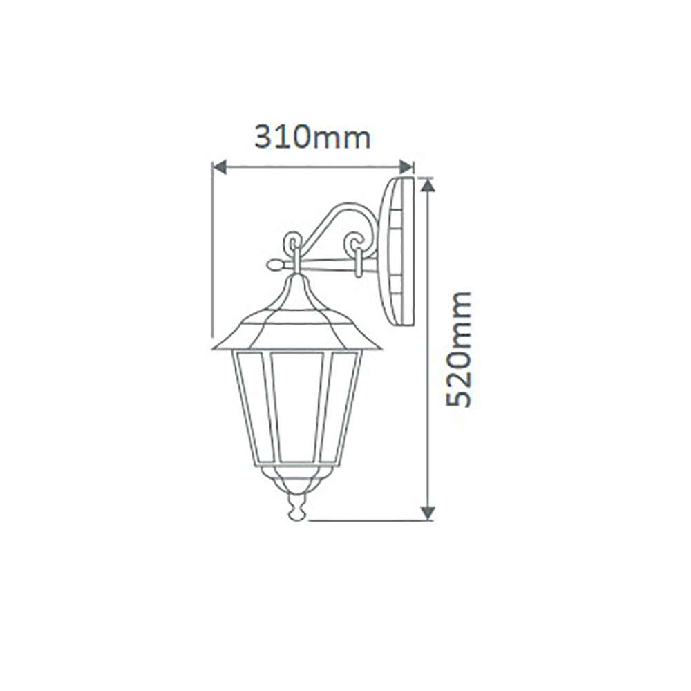 Buy Outdoor Wall Lanterns Australia Turin Outdoor Wall Lantern Down Bracket H520mm White Aluminium - 15427