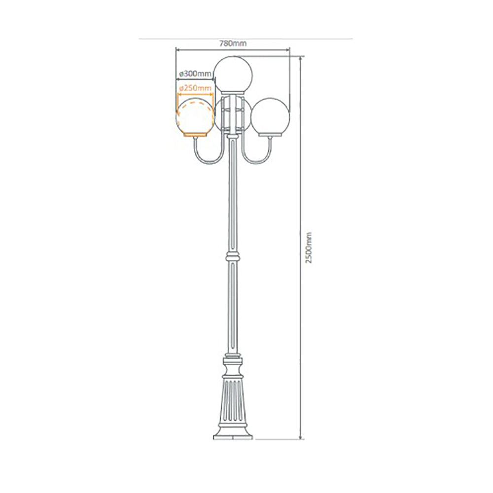 Buy Post Lights Australia Lisbon Post 4 Lights Up Bracket H2500mm W250mm Beige Aluminium - 15770