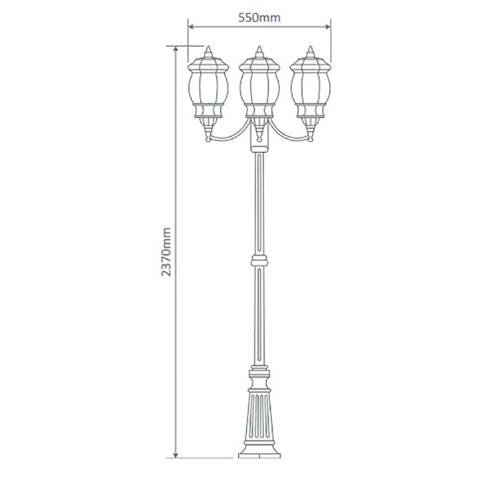 Buy Post Lights Australia Vienna Post 3 Lights H2370mm Beige Aluminium - 15974