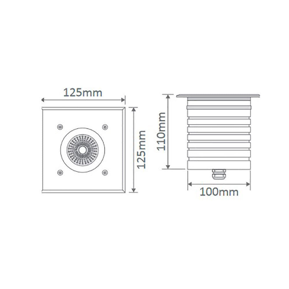 Buy Inground Lights Australia Modula Square Inground Light 24V Aluminium 3000K - 19422