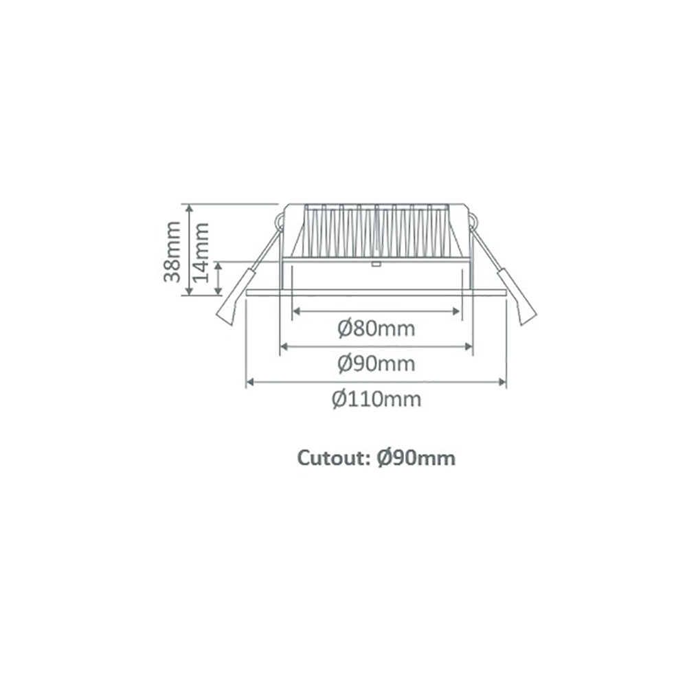 Buy Recessed Downlights Australia Deco Square Recessed Downlight 13W Black Aluminium 5000K - 20528