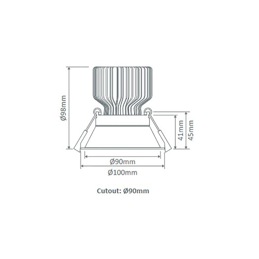 Buy Recessed Downlights Australia Deep Round LED Downlight 13W Black Aluminium 5000K - 20619