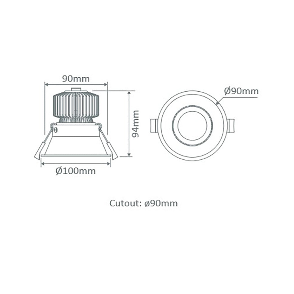 Buy Recessed LED Downlights Australia Deep Round Recessed LED Downlight 13W Black Aluminium 5000K - 20676
