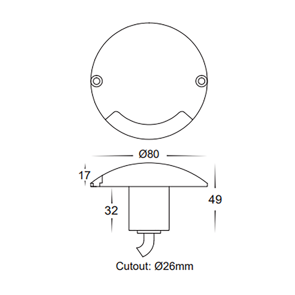 Buy Deck Lights Australia Dome Single Way Deck Light Black Aluminium 5500K - HV2871C-BLK