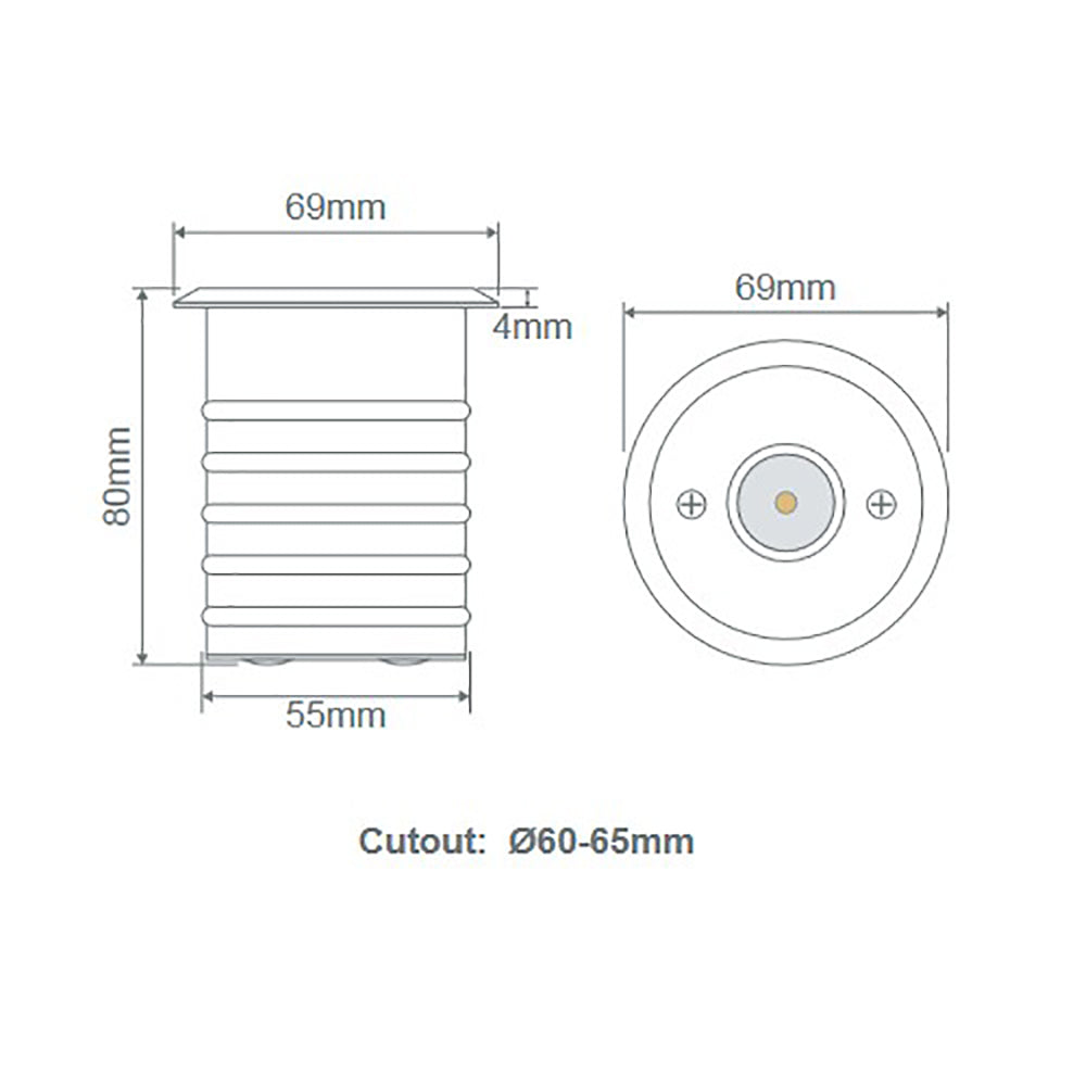 Buy Inground Lights Australia Magneto Inground Light 24V 3W 60° Stainless Steel 5000K - 21082