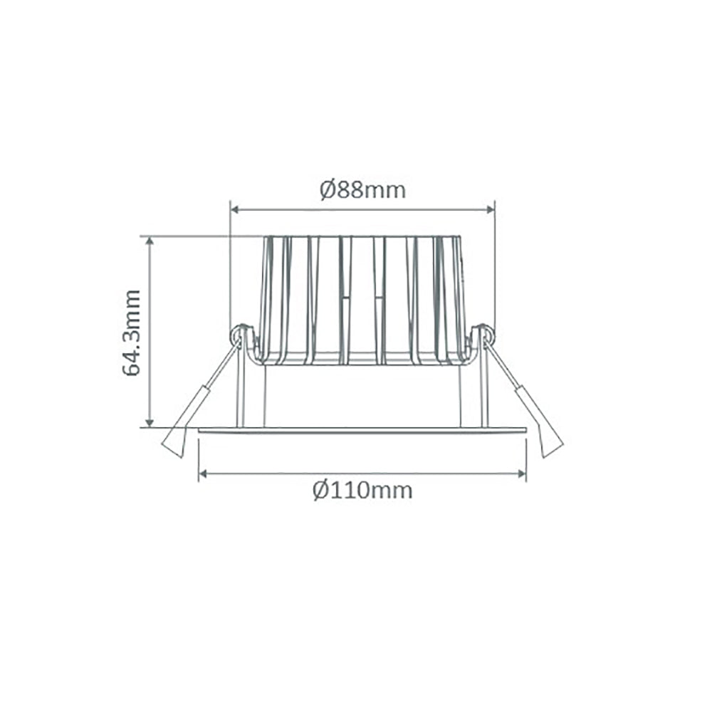Buy Recessed LED Downlights Australia Aqua Round Recessed LED Downlight 13W Black Aluminium 5000K - 21246