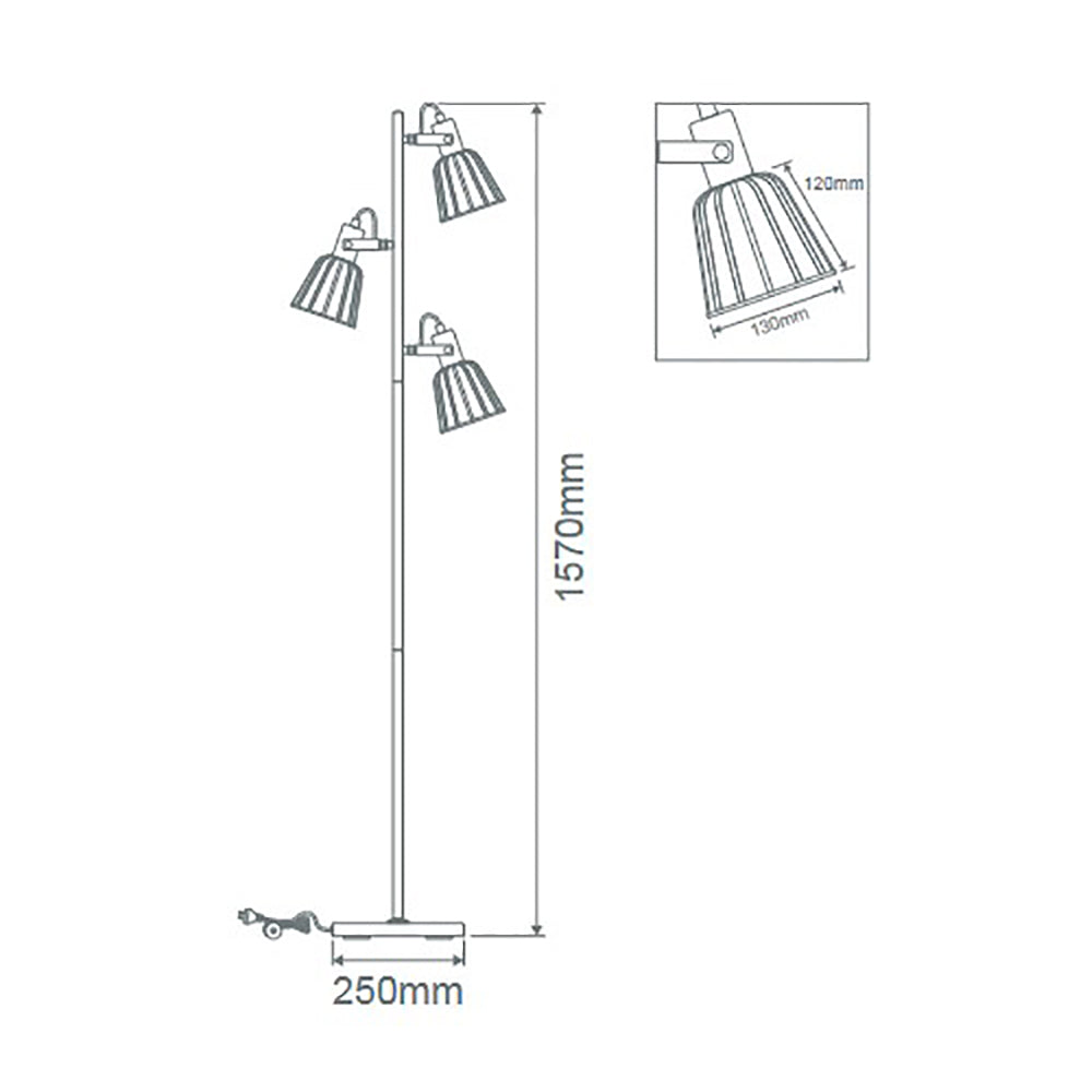 Buy Floor Lamps Australia Ashley Floor Lamp 3 Lights Black Metal - 22517