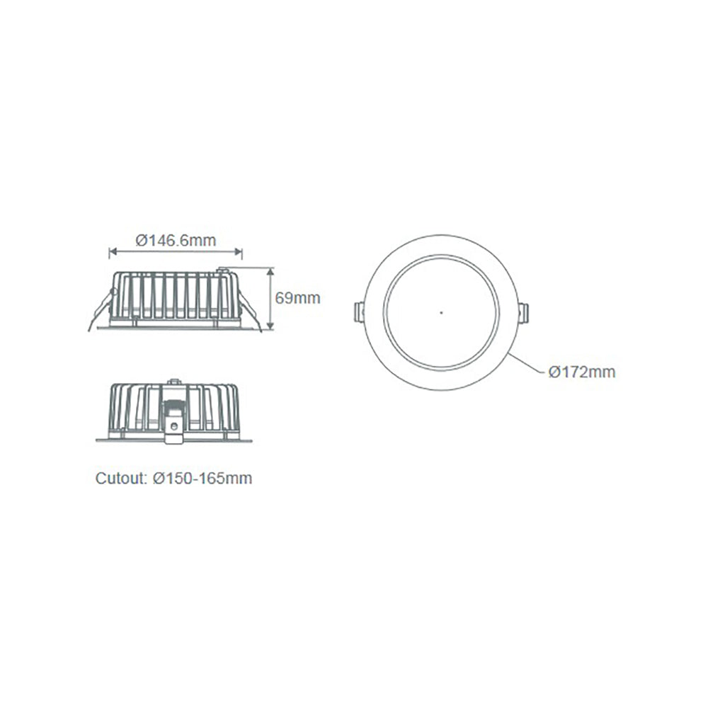 Buy Recessed LED Downlights Australia Neo-Pro Recessed LED Downlight 25W Black Aluminium 3CCT / DALI - 21610
