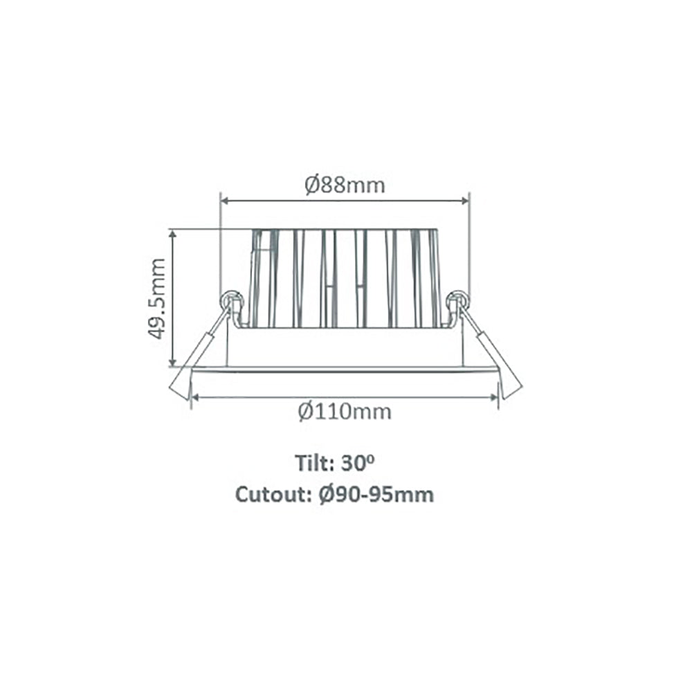 Buy Recessed LED Downlights Australia Aqua Tilt Recessed LED Downlight 13W Black Aluminium 3CCT - 21274